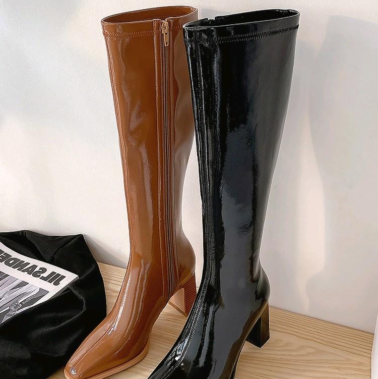 Bốt Đùi Đế Cao Emy Boots Nữ Da Bóng 7cm Thời Trang Cao Cấp