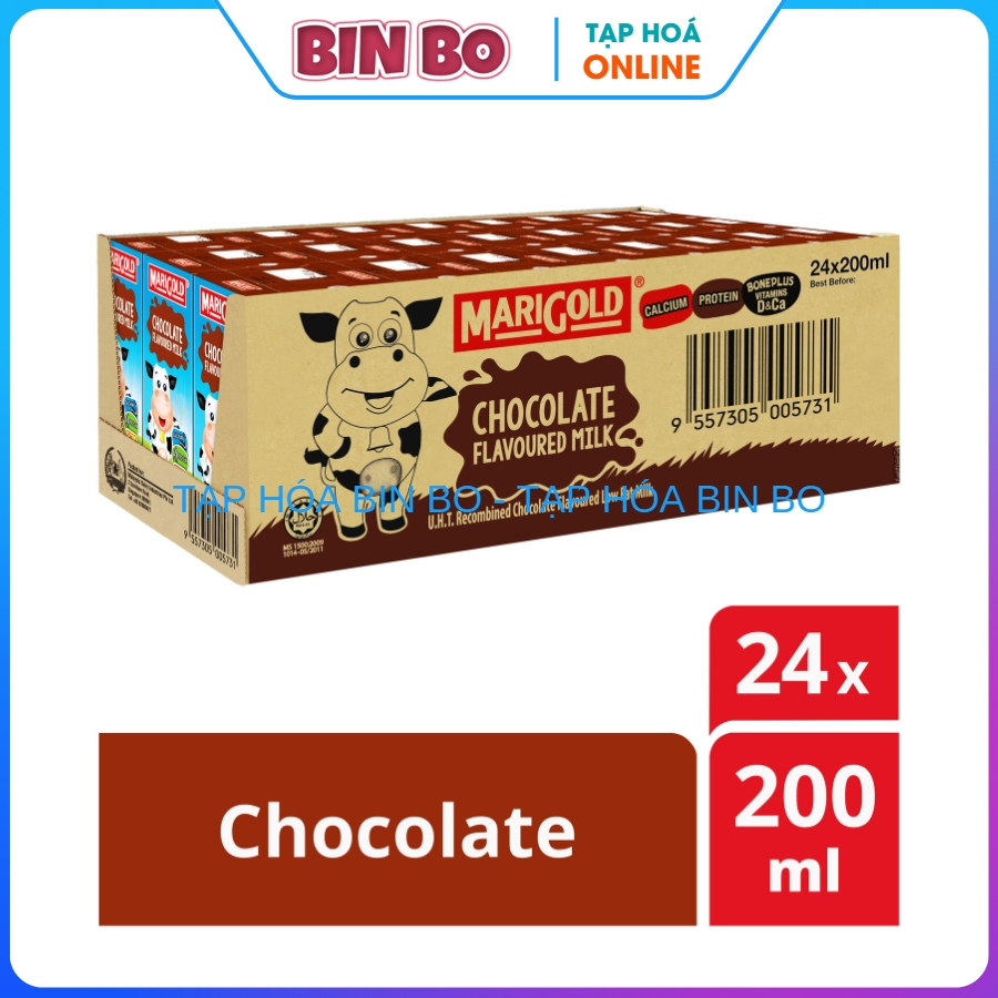 Sữa tiệt trùng Marigold vị Socola thùng 24 hộp 200ml sữa socola