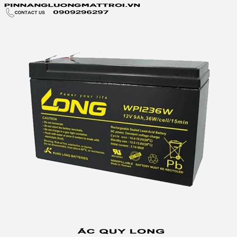 Bình ắc quy kín khí Long 12V-9Ah, 36W (WP1236W)