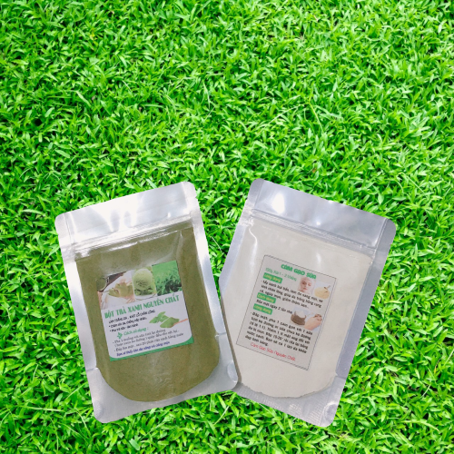 Combo Bột cám gạo trà xanh -sạch da, giảm mụn, làm mờ thâm nám, dưỡng ẩm, và chống lão hóa