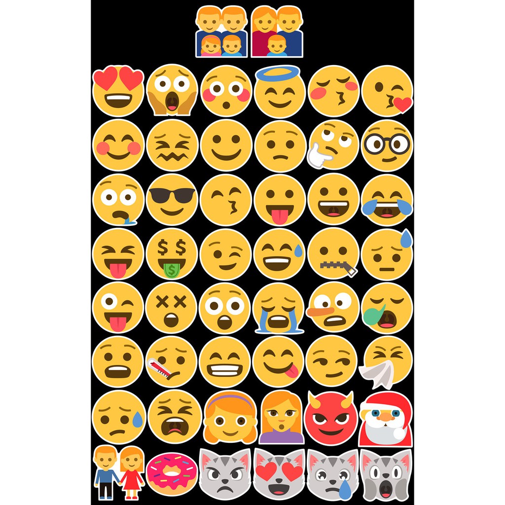 Bộ 50 Sticker Hình EMOJI Cute
