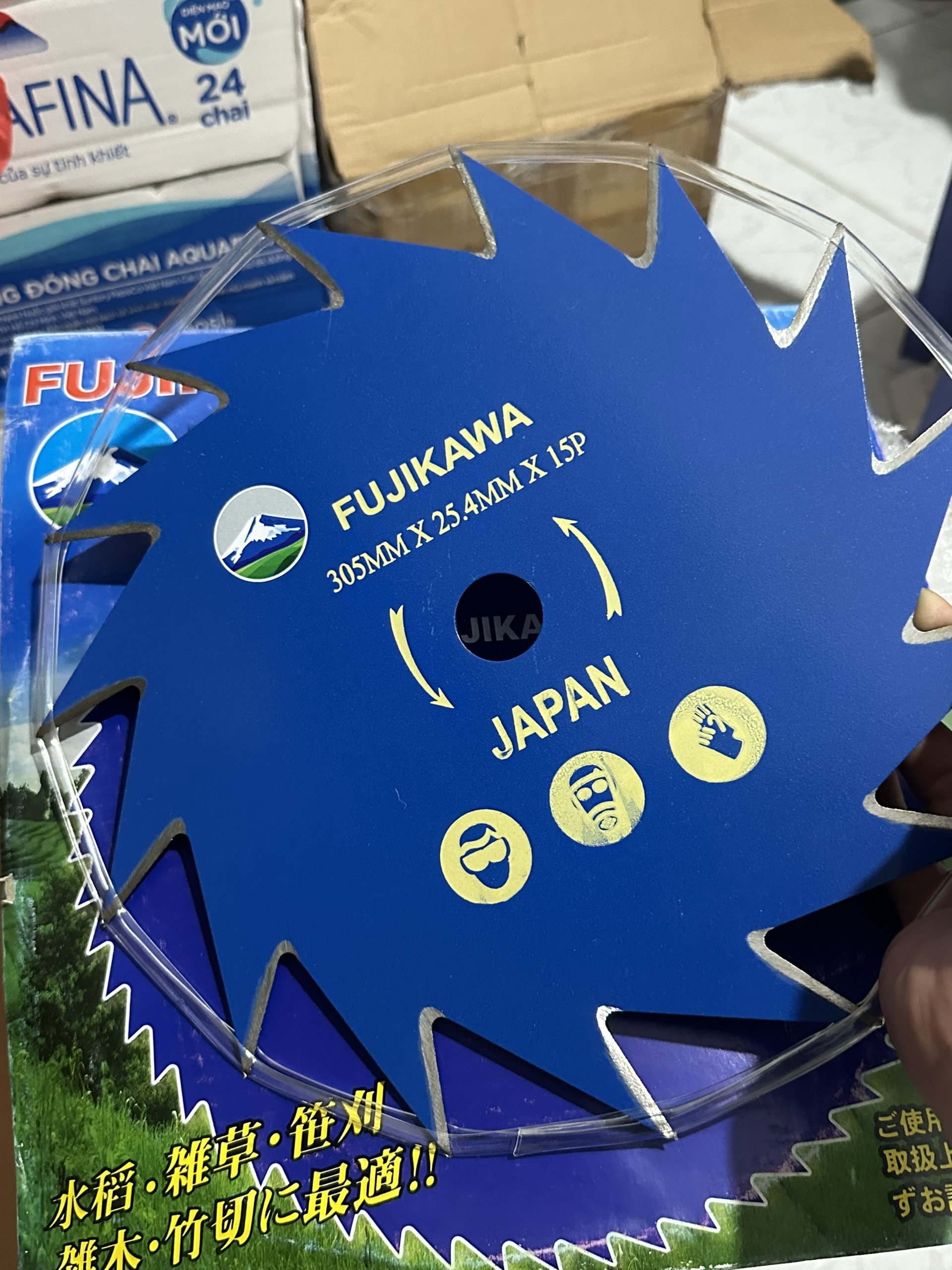 Dao cắt cỏ, lưỡi cắt lúa tròn. màu xanh. 305mm - 25,4mm - 15p