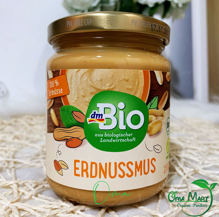 Bơ lạc (đậu phộng) không đường hữu cơ Dmbio 250g