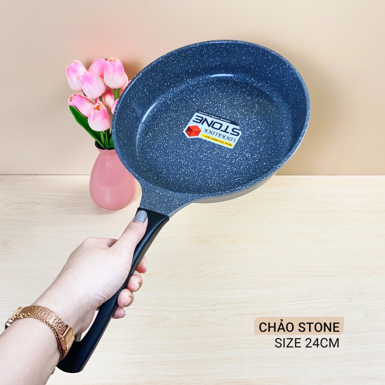 Chảo đá cao cấp 7 lớp Cookplus Stone LocknLock LCA6243D (24cm)