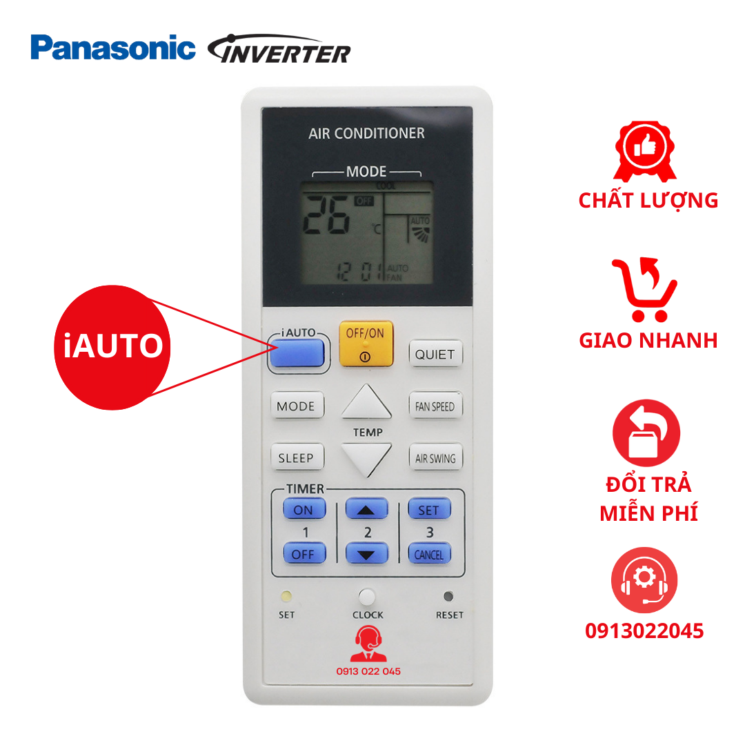 Điều khiển cho điều hòa Panasonic Inverter 1 và 2 chiều (Mới bản to)