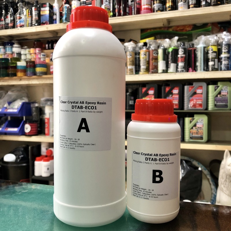 Keo đổ nhựa phủ sàn, phủ ảnh tráng gương, đổ bàn pha màu tối Epoxy Resin loại thường khô cứng DTAB-ECO - 1kg