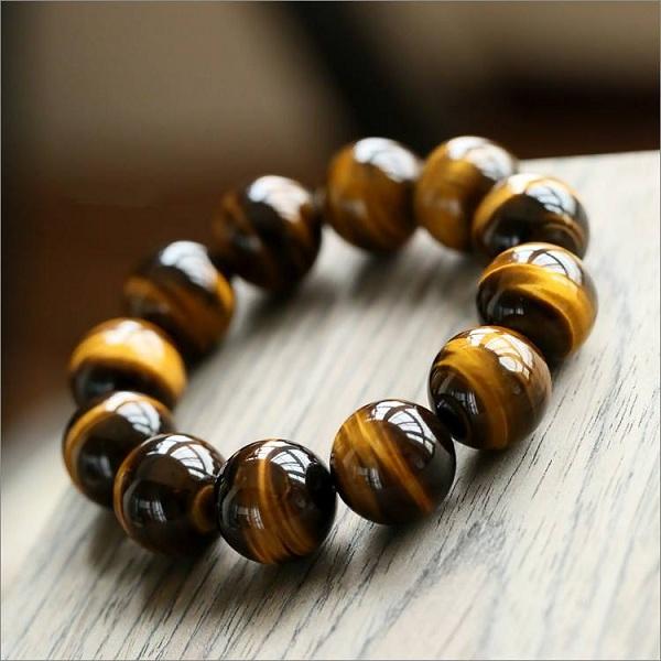 [HCM]VÒNG TAY ĐÁ MẮT HỔ NÂU ÁNH VÀNG 14LY