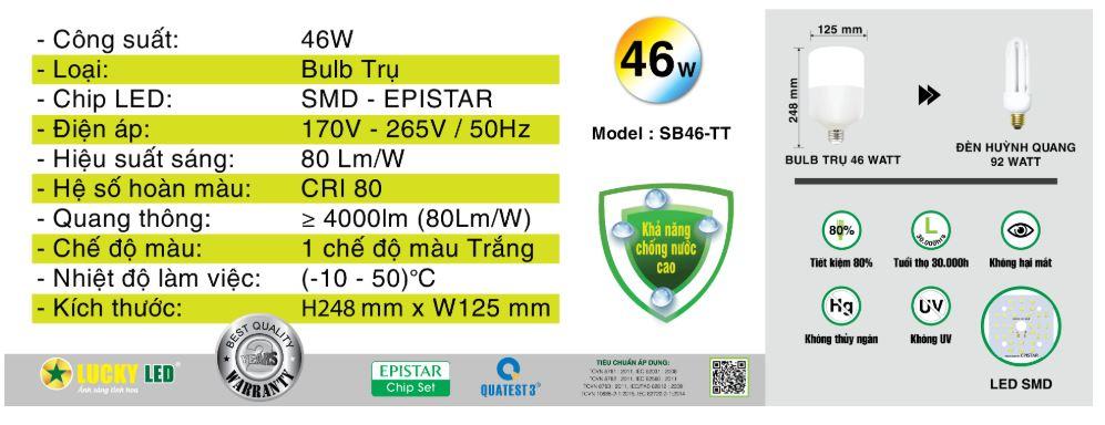 Lucky Led - Bóng Đèn Trụ 46W Ánh Sáng Trắng