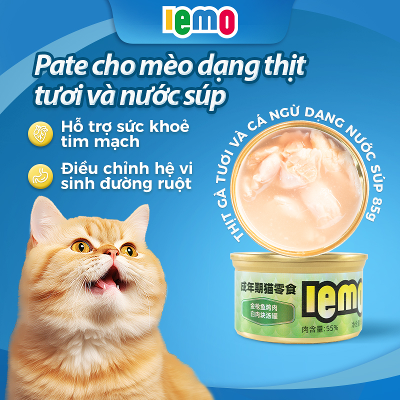 Pate cho mèo lemo đóng hộp (Gà + Cá Ngừ)