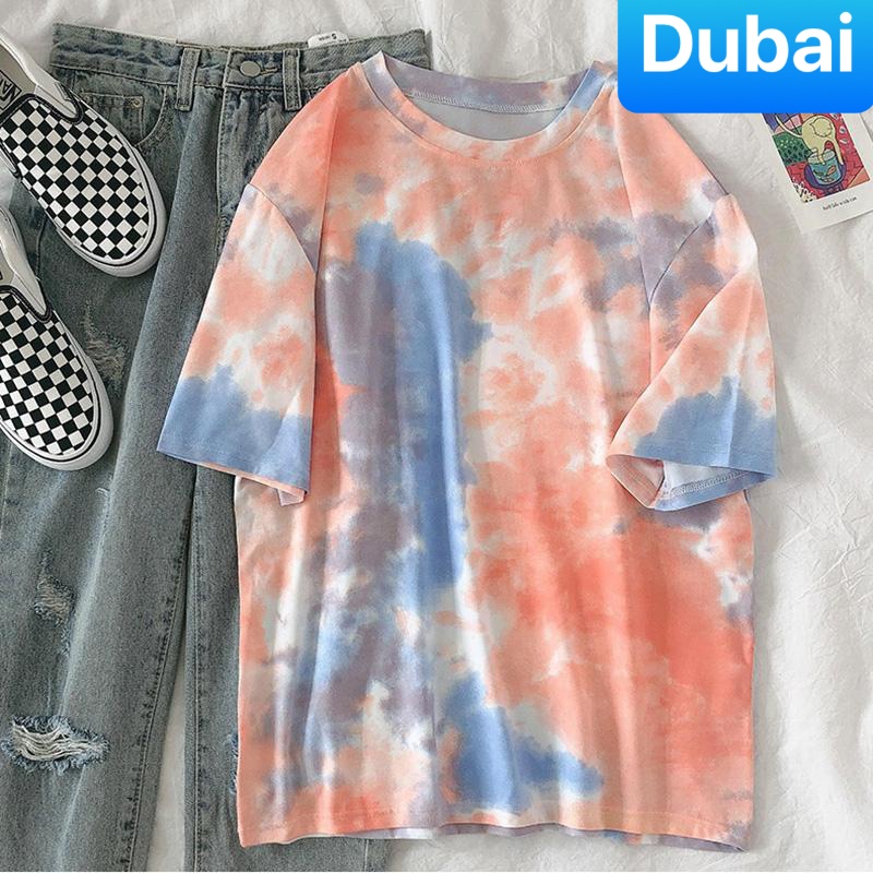 ÁO THUN TEEN PHOM FORM RỘNG TAY LỠ NAM NỮ UNISEX MÀU LOANG TRƠN ULZZANG HÀN QUỐC - DUBAI FASHION