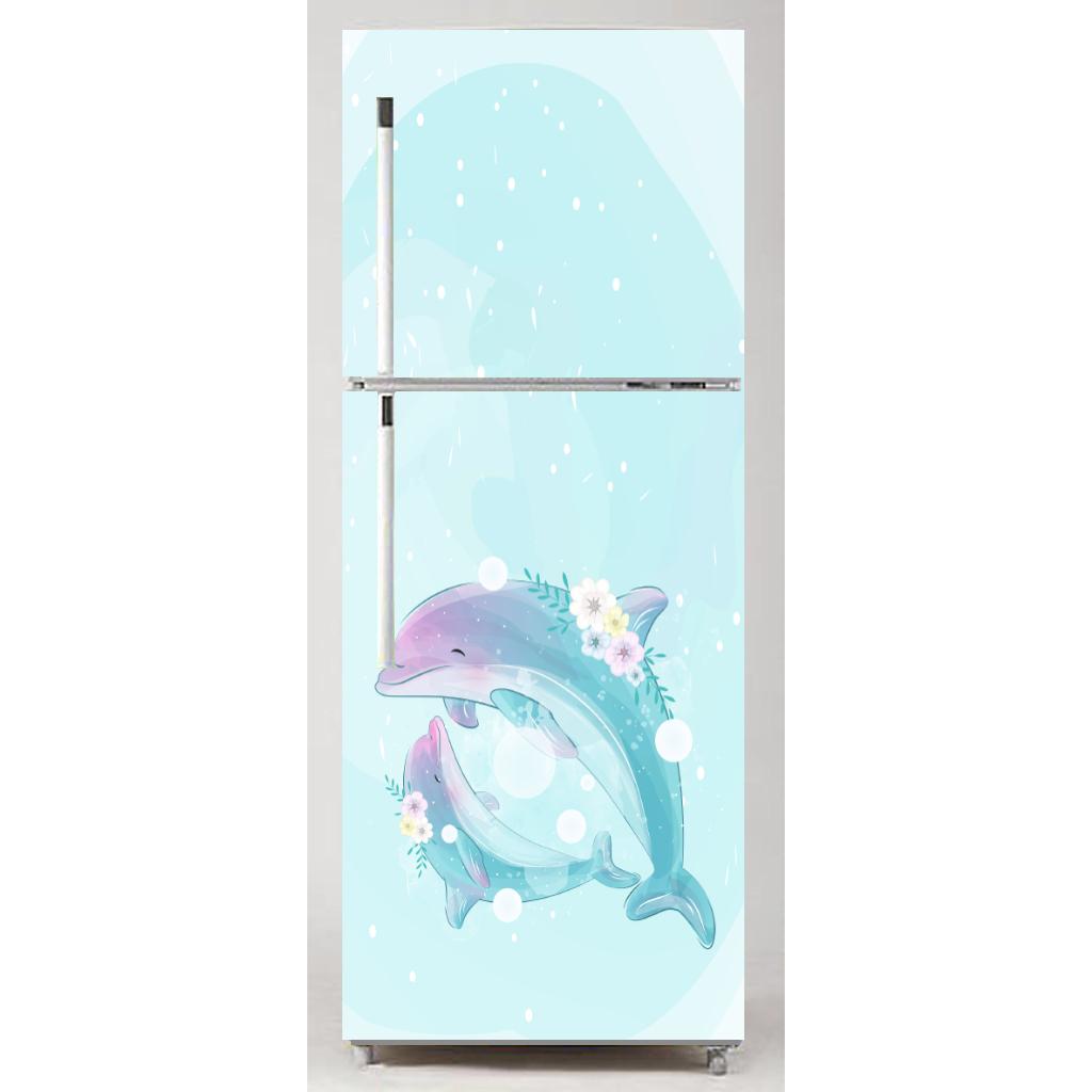 [HCM]Decal dán trang trí tủ lạnh Cá heo