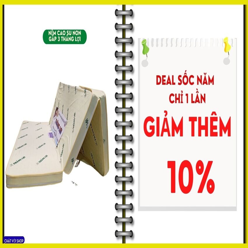[HCM]Nệm cao su non gấp 3 thắng lợi  1m8 x2m x10cm quà 7 món (FREE-SHIPMAX)