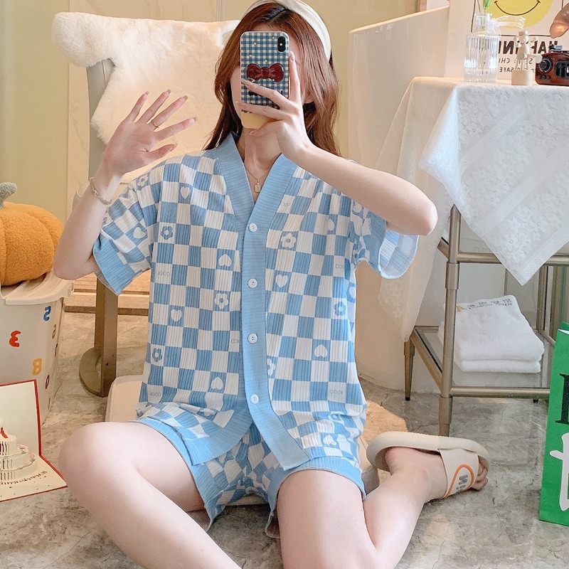 Đồ Bộ Đùi Cộc Tay Vải Gân Thun Siêu Dễ Thương