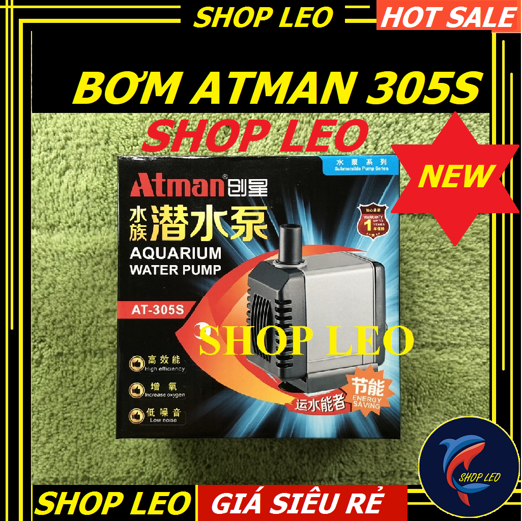 Máy bơm Atman 305S - Bơm chìm bể cá cảnh - hồ thủy sinh - phụ kiện cá kiểng - shopleo- máy bơm hồ thủy sinh - hồ cá kiểng