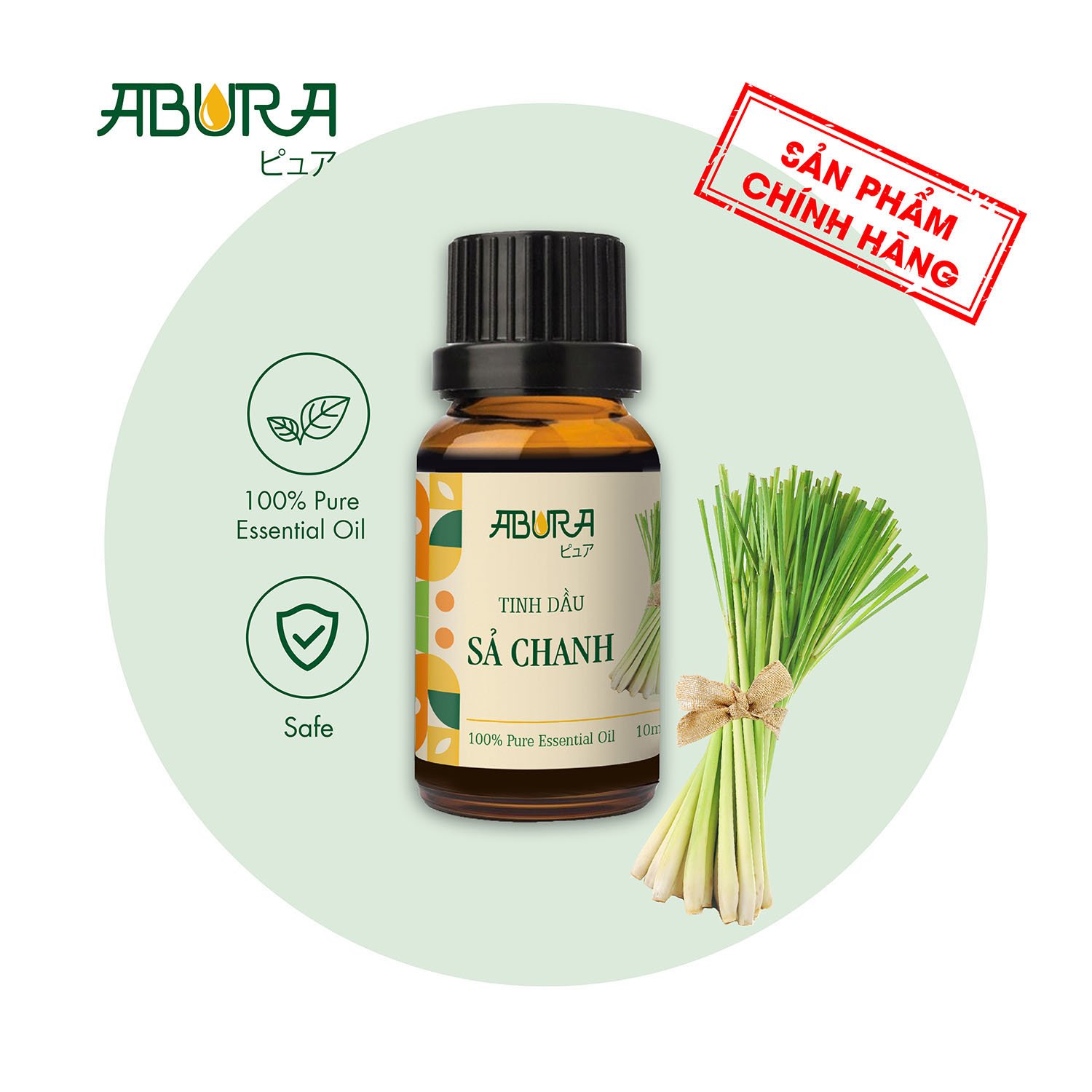 Tinh dầu Sả Chanh nguyên chất đuổi muỗi chai ABURA 10ml NỒNG NÀN lọ tinh