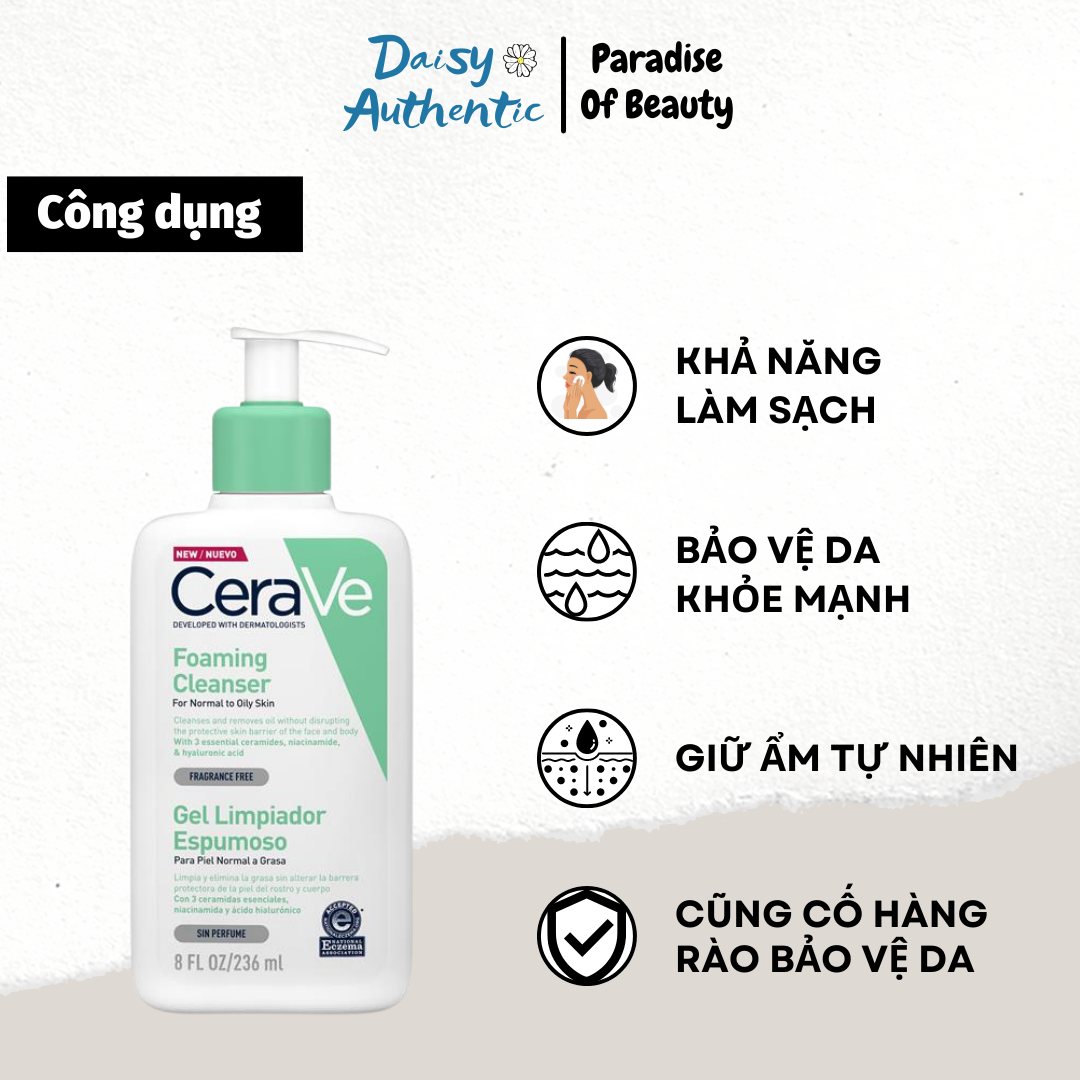 Sữa Rửa Mặt CERAVE Cleanser Da Dầu Da Khô 236ml 473ml