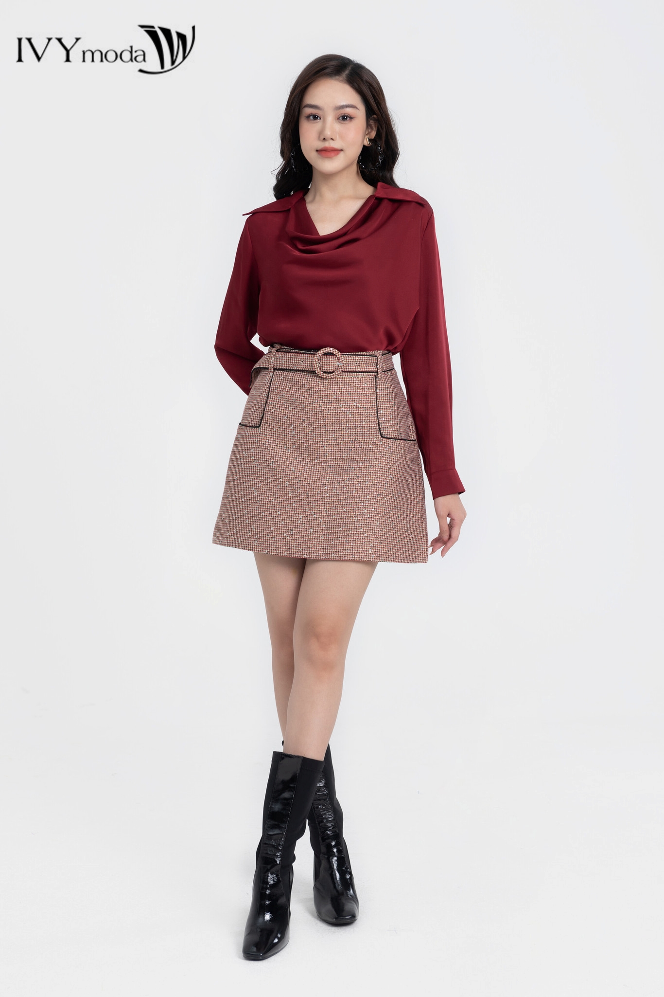 Áo sơ mi lụa cổ đổ, Áo sơ mi công sở nữ IVY moda MS 17M7985