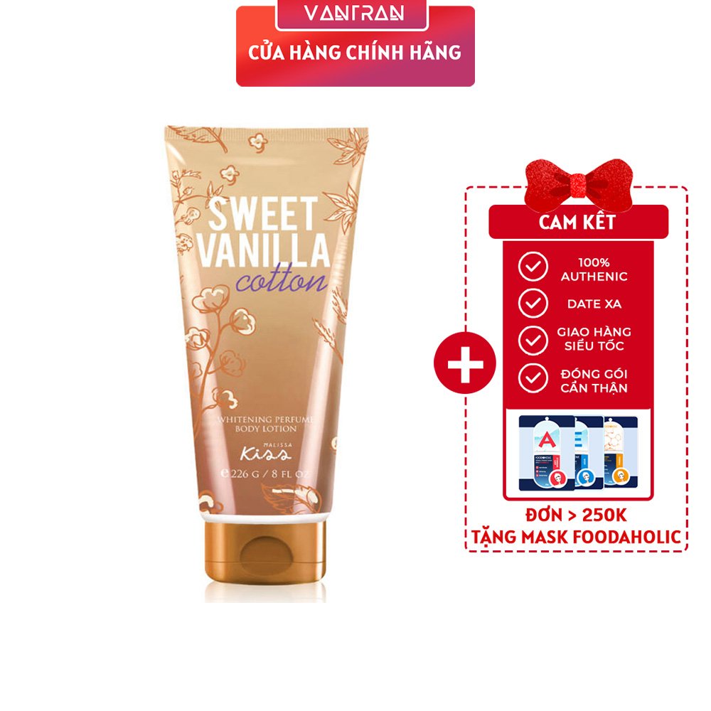 Sữa dưỡng thể trắng da, hương nước hoa Malissa Kiss SWEET VANILLA 226g Thái Lan