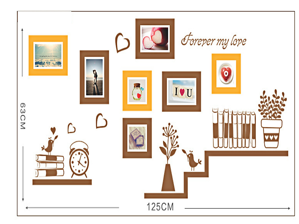 DECAL DÁN TƯỜNG KHUNG ẢNH PHOTO NÂU