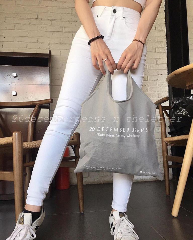 Quần jean nữ trắng dáng skiny chất mềm mịn co giãn