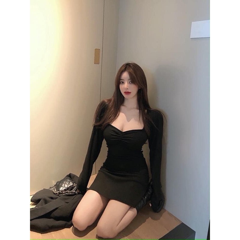 Váy Body Tay Phồng Dài Tay
