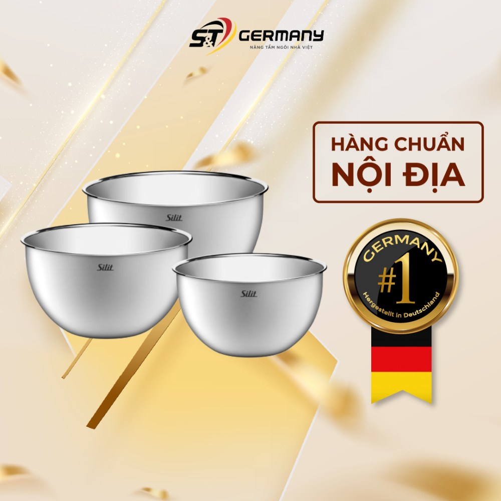 Set thố trộn silit 3 món, âu trộn rau củ, hoa quả, thức ăn gia dụng nội địa đức cao cấp germanysnt 390028