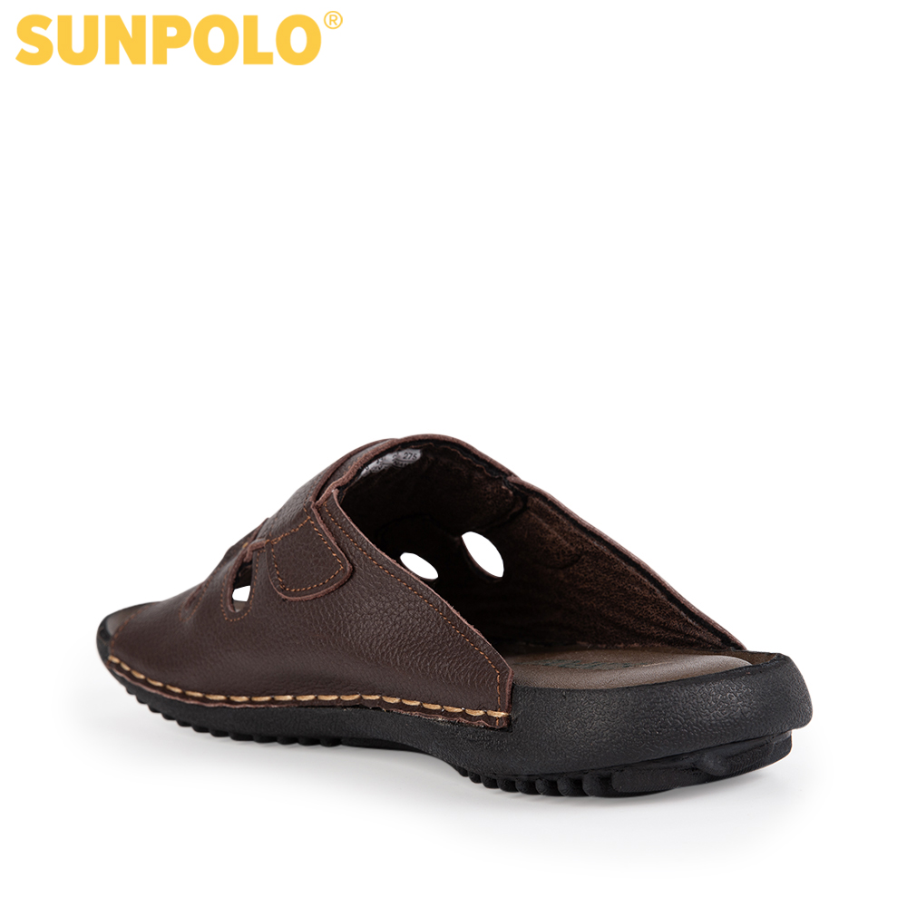Dép nam da bò SunPoLo DQN018 (Đen, Nâu)