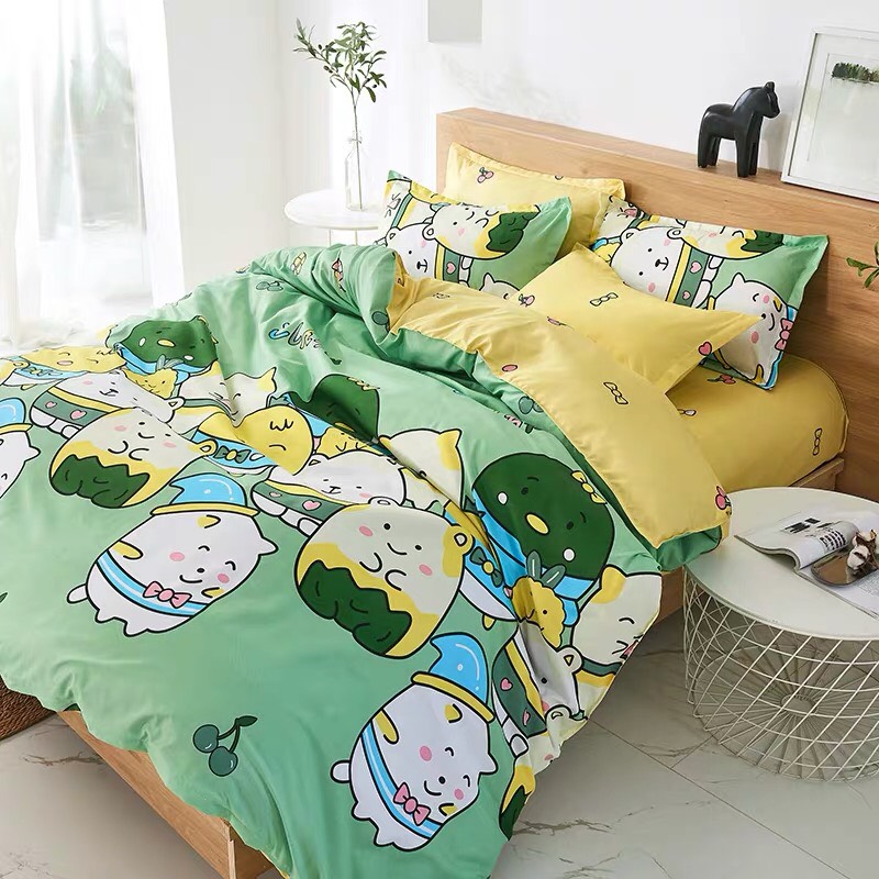 Bộ Chăn Ga Gối Cotton Poly - Mèo xanh ( 1 ga + 2 gối nằm + 1 vỏ chăn), chất liệu COTTON POLY siêu mềm mãi, kiểu dáng bắt mắt