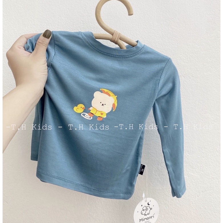 ÁO DÀI TAY THUN LẠNH HÌNH GẤU CHO BÉ