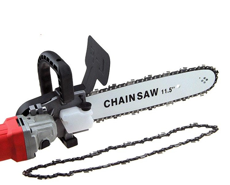 Angle grinder chainsaw 30cm 12inch saw blade sharpener adapter with automatic lubricant and 2 spare saw chains, durable practical sawing machine chain saw set