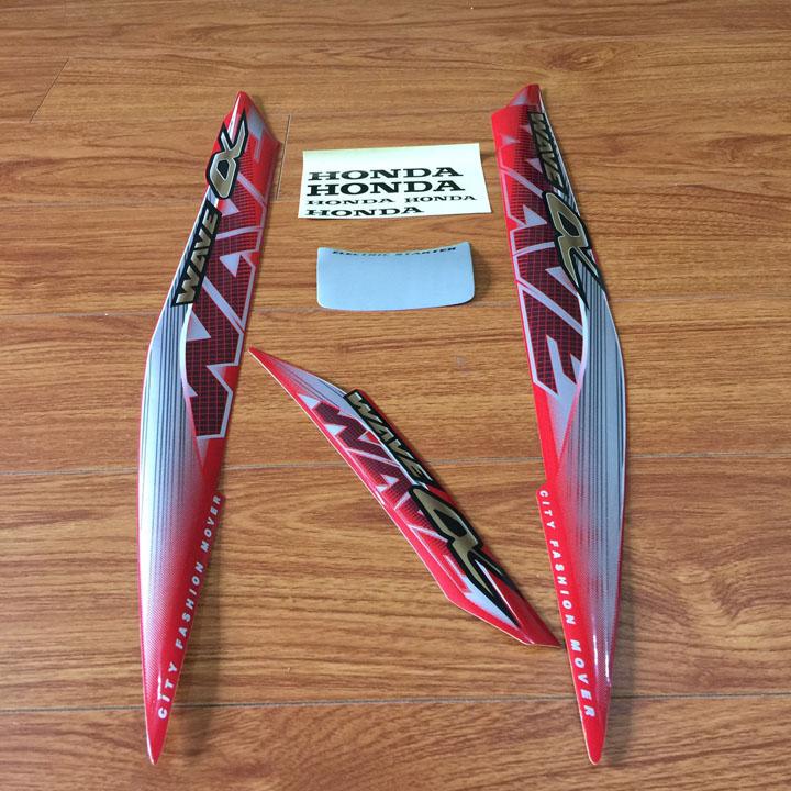 Tem 3 lớp dán xe wave alpha đời 2014  - màu Đỏ