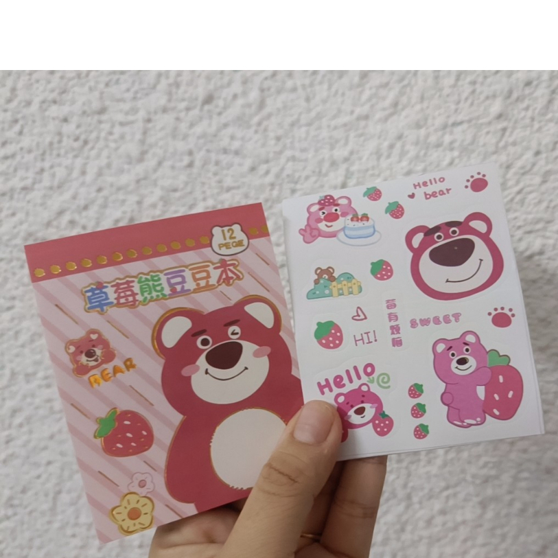 sticker sổ gấu dâu ( 1 cuốn 12 trang)