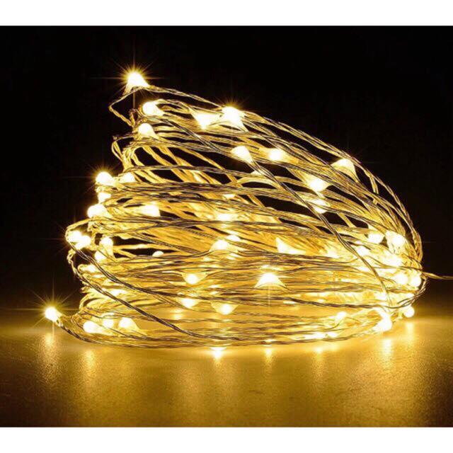 Dây đèn led fairy light 50 bóng đom đóm dài 5 mét chạy bằng pin lithium cr2030 (tặng kèm 4 pin) trang trí siêu đẹp