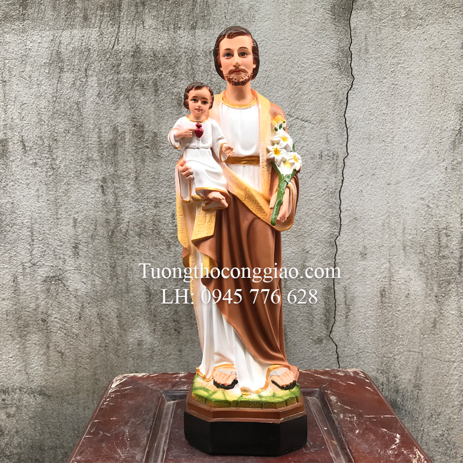 Tượng Thánh Giuse Bế Chúa Con 40cm (Thánh Giuse Bế)