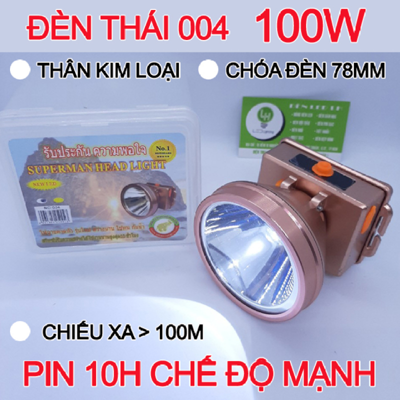 ĐÈN PIN ĐỘI ĐẦU 004 ( 2 PIN DUNG LƯỢNG CAO )- LED 100W - HÀNG THÁI - SIÊU SÁNG - CHIẾU XA