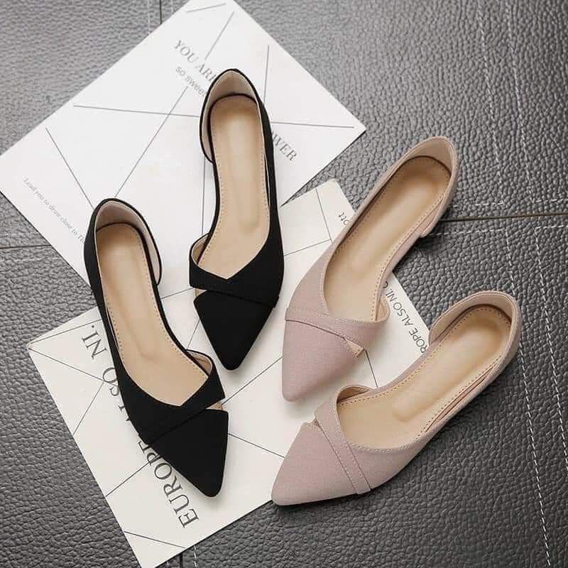 Giày bệt hở eo, chất da lộn bigsize 32 đến 45