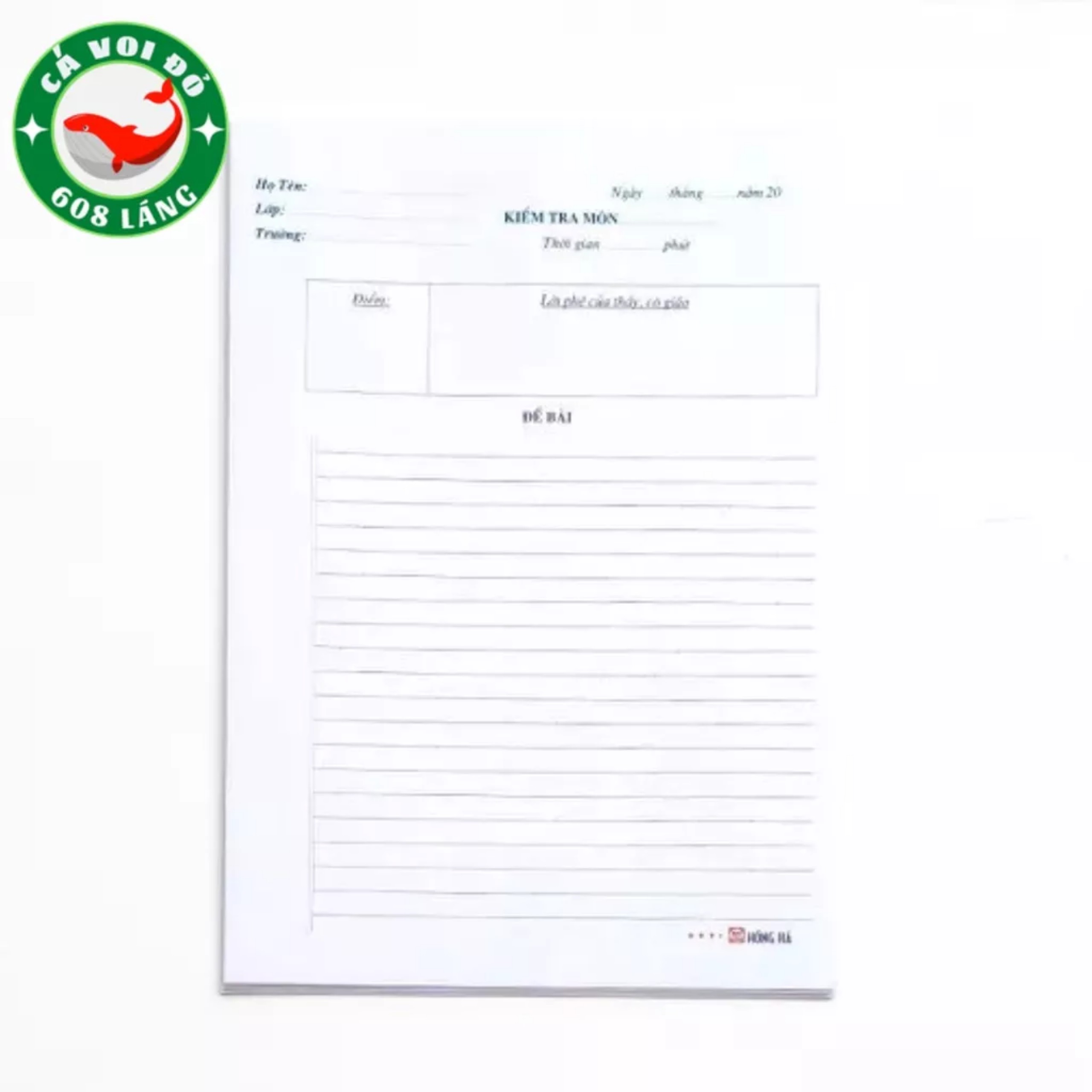 Giấy kiểm tra cấp II Hồng Hà kẻ ngang