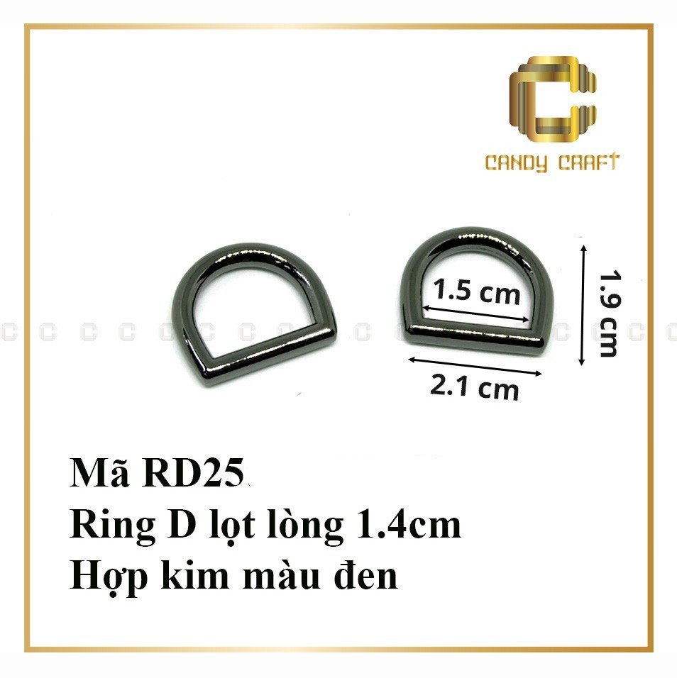 Khoen D (ring D)màu đen - phụ kiện làm túi xách