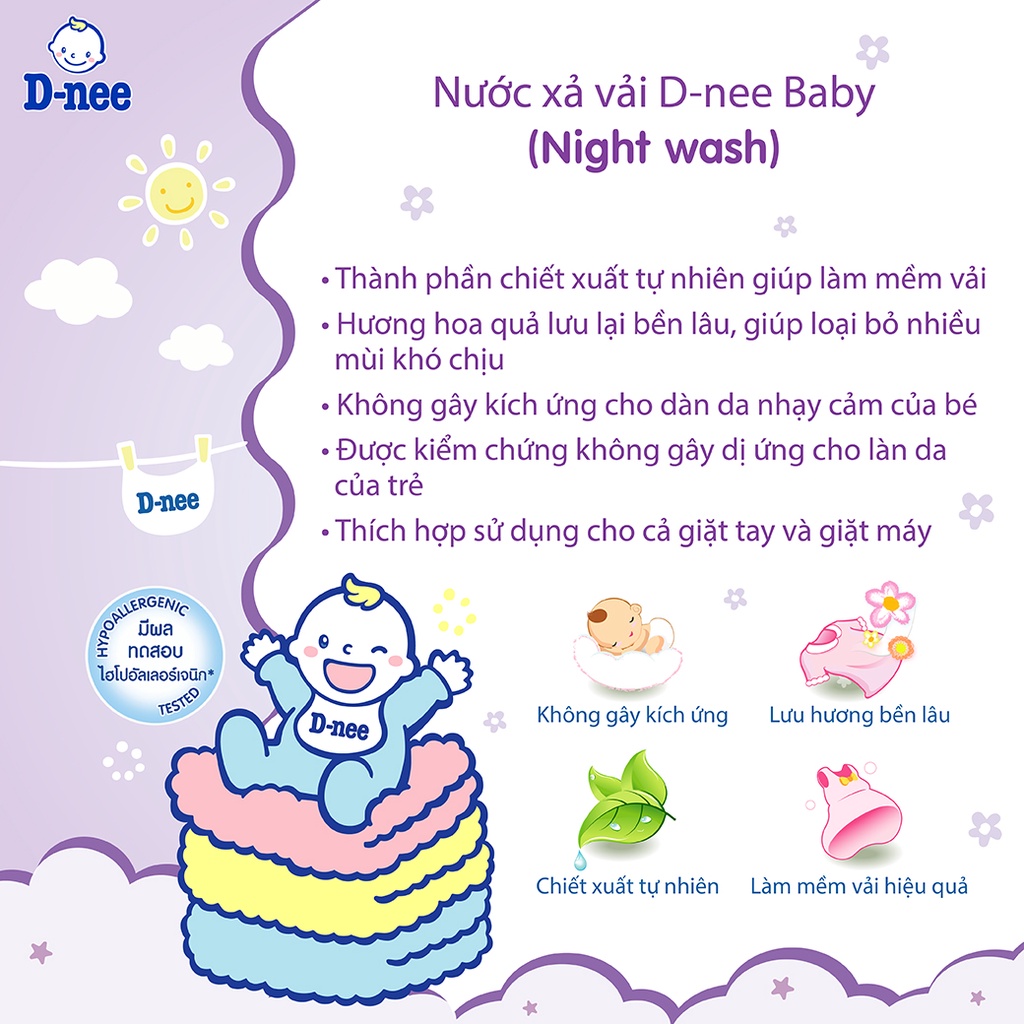 Nước xả mềm quần áo em bé D-nee Tím 2.8L