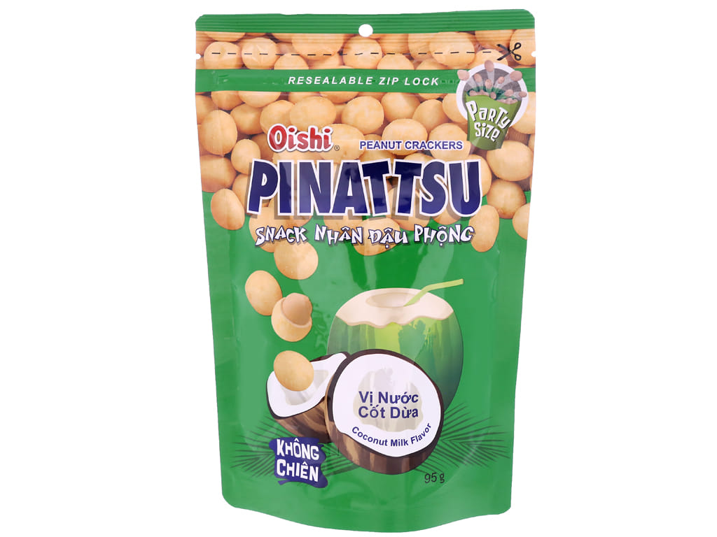 Đậu Phộng Da Cá Cốt Dừa Pinattsu Oishi gói 95g