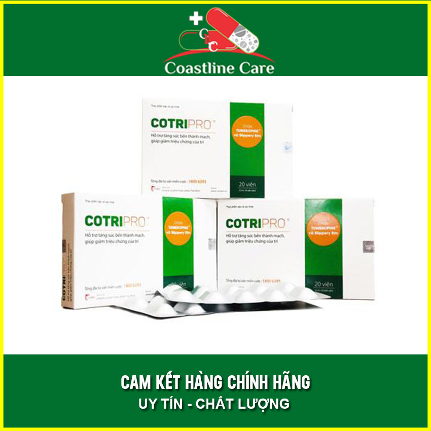 Viên uống cotripro - hỗ trợ tăng sức bề thành mạch & giảm các dấu hiệu của trĩ hộp 20 viên