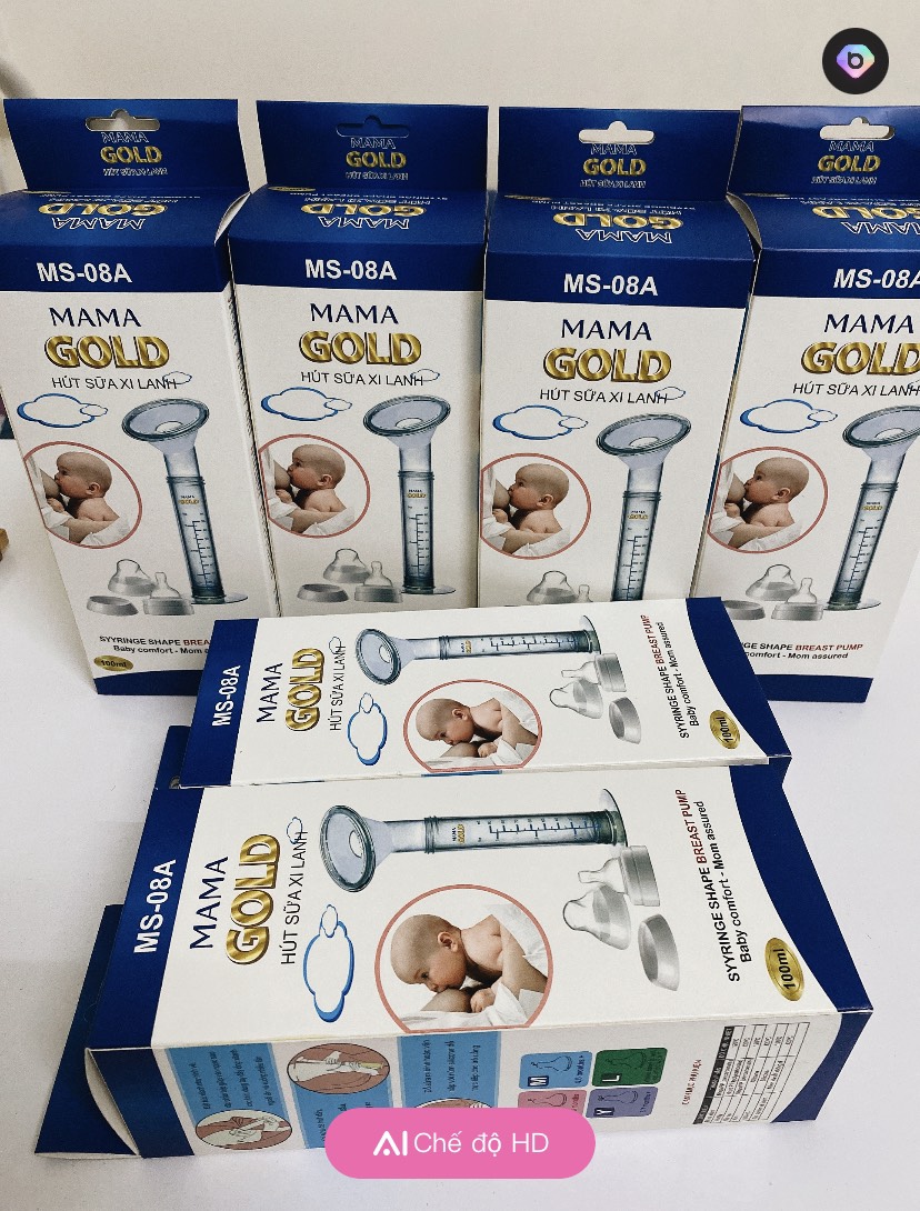 [HCM]Hút sữa MAMA GOLD bằng tay dạng Xilanh Gồm 4 món: 01 Hút sữa + 2 cọ rửa lớn nhỏ + Ti (Có nắp đậy) - Hàng Việt Nam cao cấp