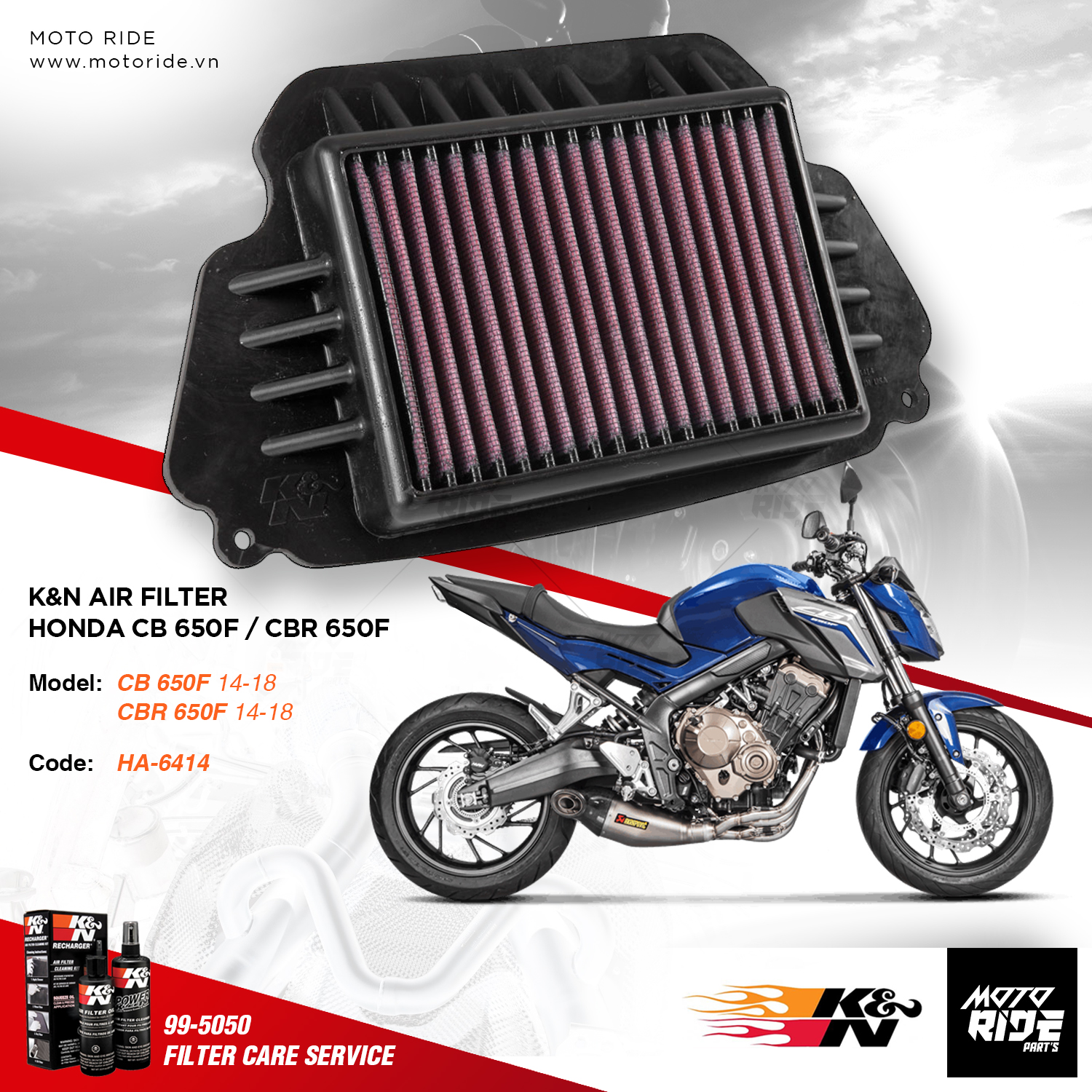 K&n ha-6414 lọc gió độ cho honda cbr 650f / cb 650f
