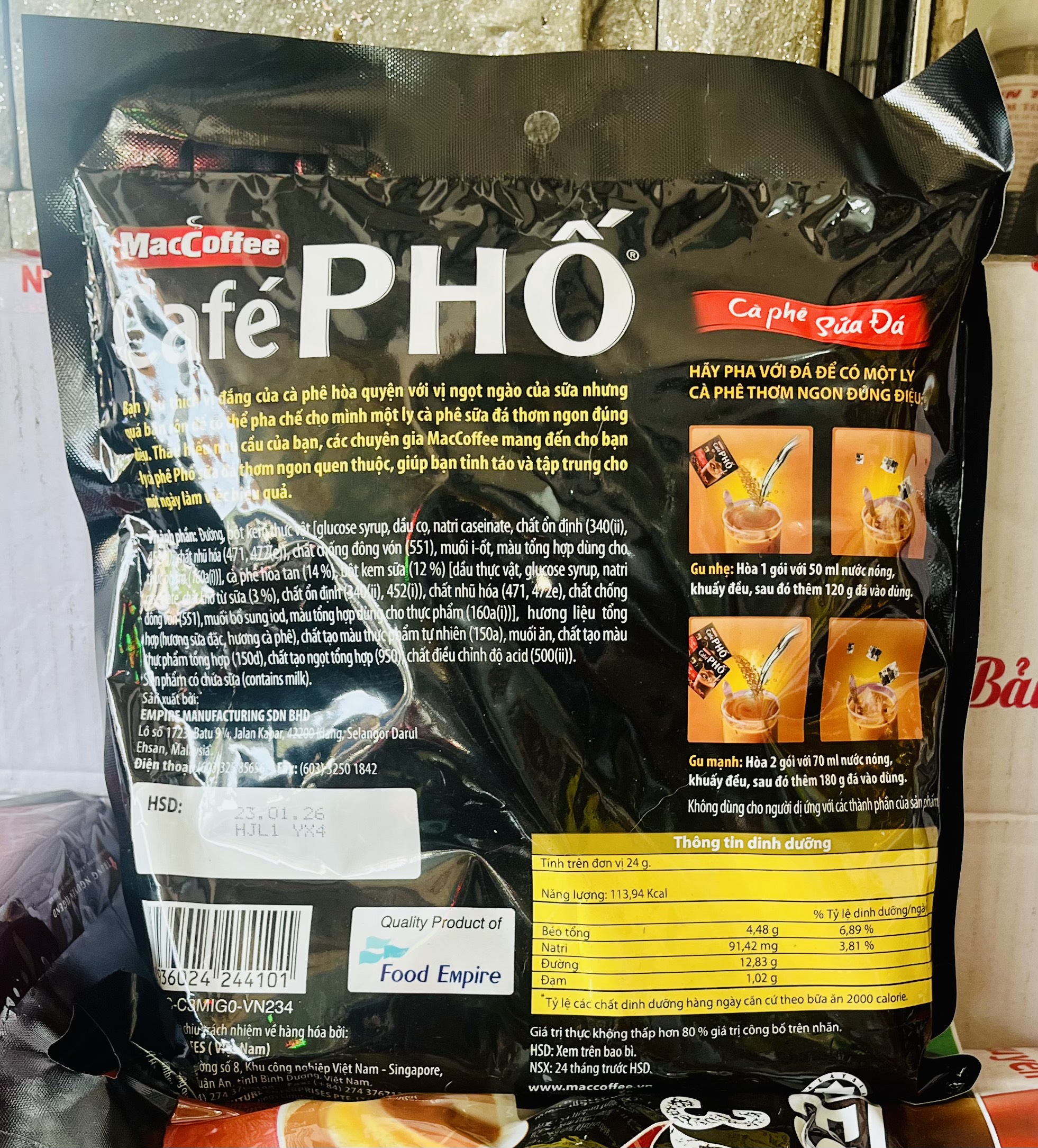 Cà phê sữa đá 3in1 Cafe Phố - MacCoffe túi (30 gói x 24g)