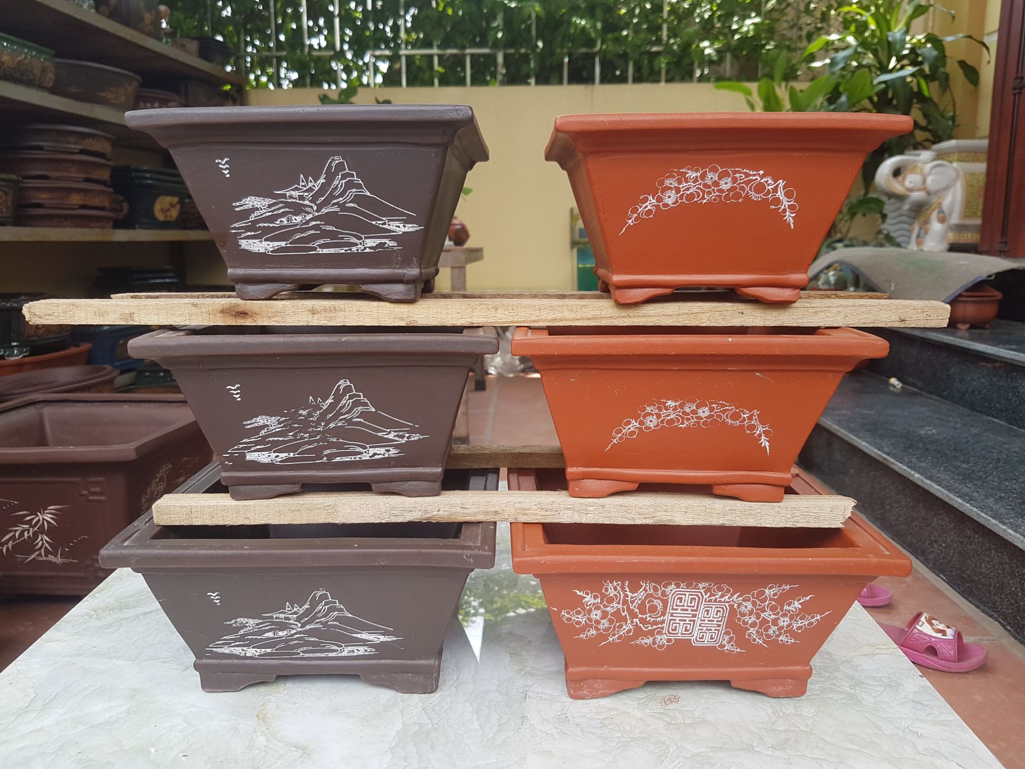 Bộ chậu vuông mini