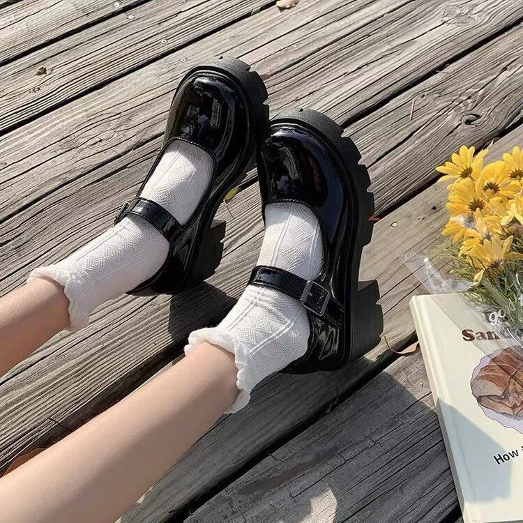 giày nữ ullzang 5cm dây cài dáng hàn quốc