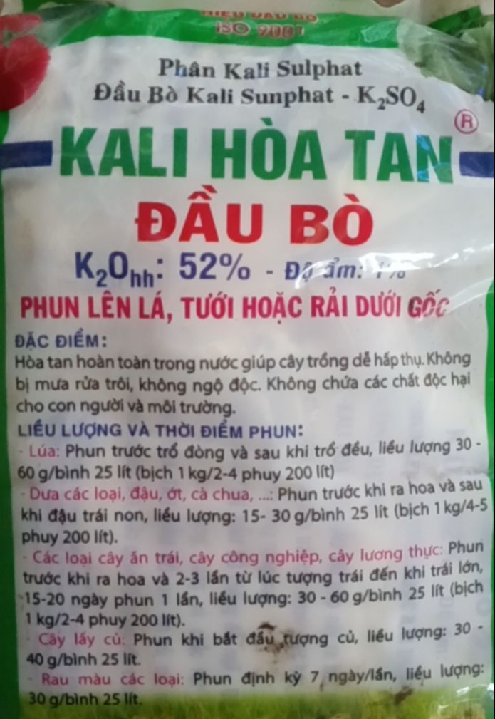 Phân KALI HÒA TAN ĐẦU BÒ (Gói 1kg)
