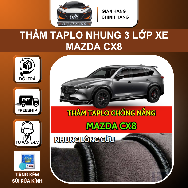 Thảm taplo nhung 3 lớp xe mazda cx8