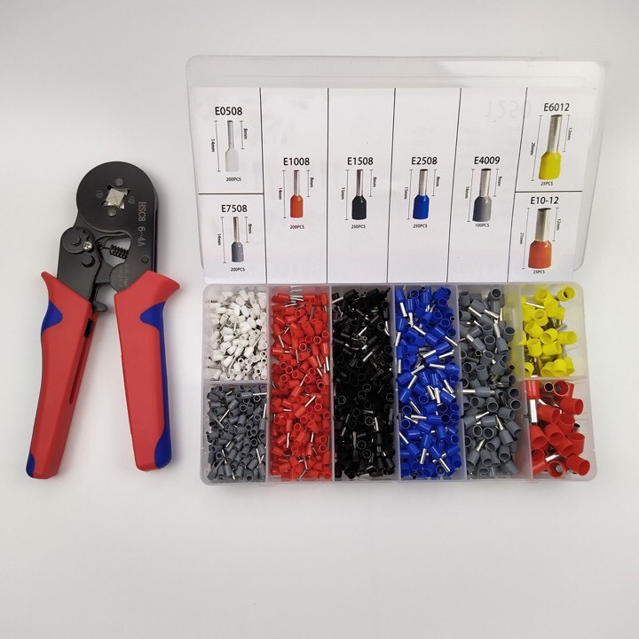 Kìm bấm cos vuông HSC8 6-4A tự điều chỉnh kèm 1200 đầu cos đủ loại cos ống tròn cos pin