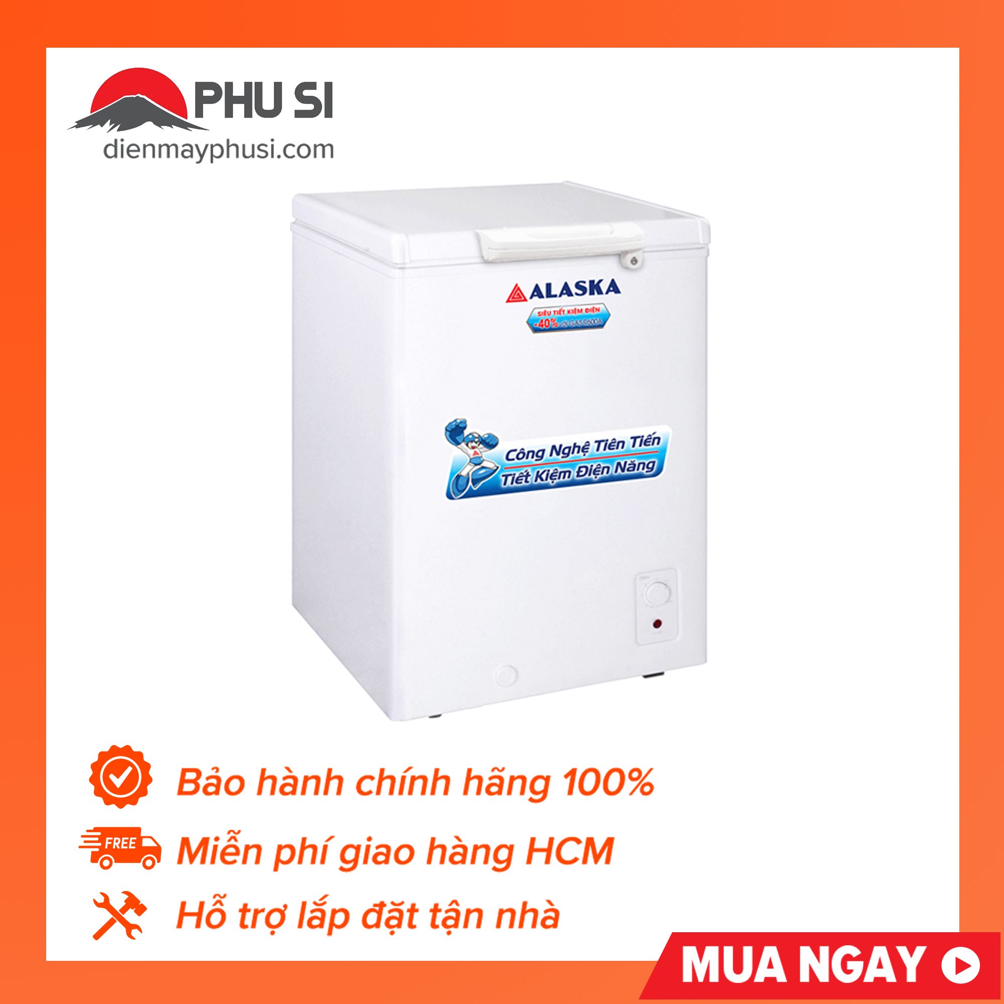 [Trả góp 0%]Tủ Đông Alaska 150 Lít BD-150